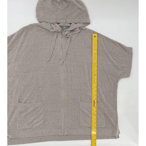 Barefoot Dreams Hoodie Womens L/XL CozyChic Ultra Lite Zip Short Sleeve Poncho - Picture 6 of 9